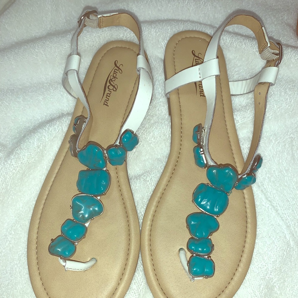 Lucky Brand white aqua sandals (worn 1 time)
